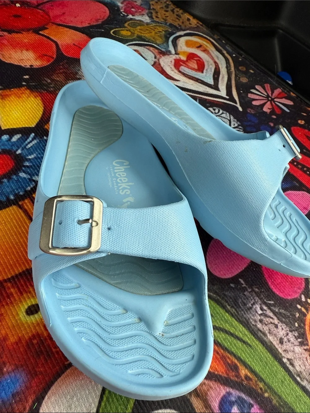 Cheeks Exercise Recovery Slides Sandals Powder Blue size 8 - Picture 2 of 9